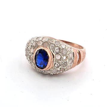 Zonder minimumprijs - Ring - 9 kt. Roségoud, Zilver Spinel -, Nieuw