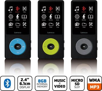 MP3 Speler met Bluetooth - Inc. 8GB SD - Zwart - Lenco - XEM, Verzenden, Zo goed als nieuw