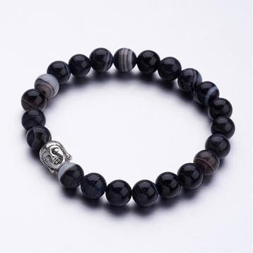 1 x Edelsteen kralenarmband agaat 8 mm – elastisch, Ophalen of Verzenden, Nieuw, Kraal