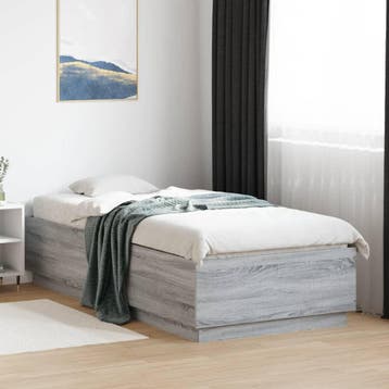 vidaXL Bedframe met LED-verlichting grijs sonoma eiken, 100 cm, Eenpersoons, Verzenden, Nieuw