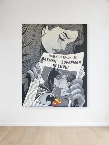 Vincent van Vlooten - Batman super man in love, Antiek en Kunst