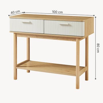 Consoletafel Ferrersp 100x40x80 cm eikenkleurig havermout en, Verzenden, Nieuw