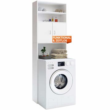 Wasmachinekast Neapel Wit 185x63x20cm (Voor in Huis), Verzenden, Nieuw