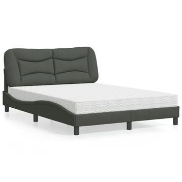 vidaXL Bed met matras Hvar stof donkergrijs 120x200 cm, Verzenden, Nieuw, Twijfelaar, 120 cm