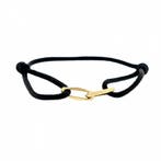 Forever knots® Handgemaakte Zwarte Satijn armband met Gou.., Ophalen of Verzenden, Zo goed als nieuw, Overige kleuren, Goud