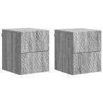 vidaXL Wandbeugel Bedkast 2 pcs Grijs Sonoma 34,5 x 33 x 40, Huis en Inrichting, Slaapkamer | Nachtkastjes, Minder dan 45 cm, Verzenden
