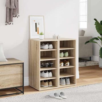vidaXL Schoenenkasten 2 st 31,5x35x70 cm hout sonoma, Verzenden, Nieuw