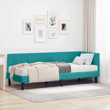vidaXL Hoekbedframe met Matras met hoofdeinde 2 pcs, Verzenden, Nieuw, Stof