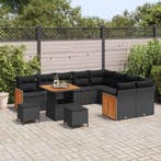 vidaXL Tuinbankenset 12 pcs Zwart Poly Riet en Poedercoated, Verzenden, Nieuw, Rotan, 2 zitplaatsen