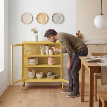 metalen vitrinekast - geel, Huis en Inrichting, Verzenden, Nieuw