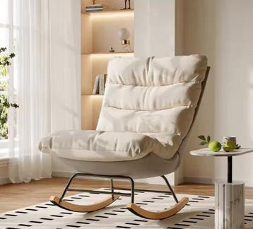 Schommelstoel met Hoge Rug – Linnen, Comfortabel Modern, Verzenden, Nieuw