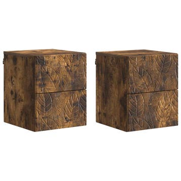 vidaXL Wandbeugel Bedkast 2 pcs Gerookt eiken 34,5 x 33 x 40, Minder dan 45 cm, Verzenden, Nieuw, Minder dan 55 cm