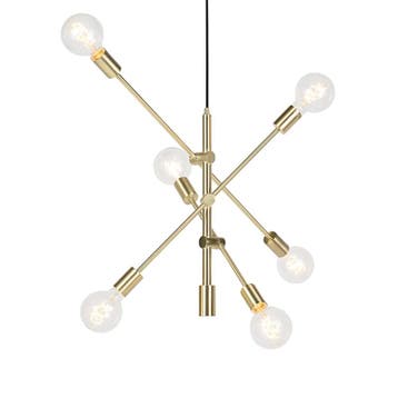 Art Deco hanglamp messing 6-lichts - Sydney, Verzenden, Nieuw, Art Deco
