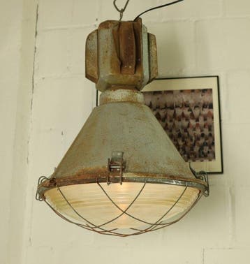 Plafondlamp - Vintage industriële hanglamp - Staal, Glas,