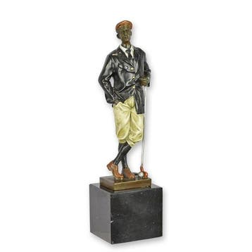 sculptuur, A Classic Bronze Sculpture of a Golfer – Signed -