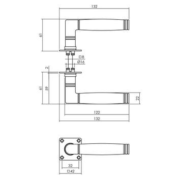 Intersteel Deurkruk Ton 212 op vierkante rozet - RVS, Doe-het-zelf en Verbouw, Verzenden, Nieuw