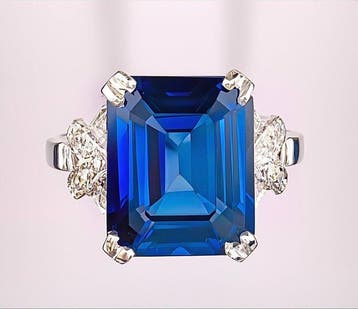 Ring Platina Saffier - Diamant, Nieuw
