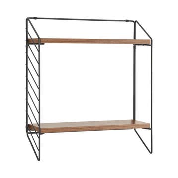 [en.casa] Wandrek Bømlo met 2 planken 47,5x42x14 cm zwart en, Huis en Inrichting, Woonaccessoires | Wandplanken en Boekenplanken