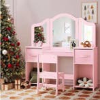 2-in-1 Kinder Schminktafel met Stoel,Spiegel en Opbergruimte, Verzenden, Nieuw