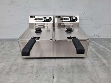 HCB RVS Dubbele Friteuse Frituur 2 x 5,5 liter 230V Horeca, Ophalen of Verzenden, Nieuw in verpakking