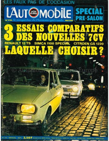 1972 LAUTOMOBILE MAGAZINE 316 FRANS, Nieuw, Author