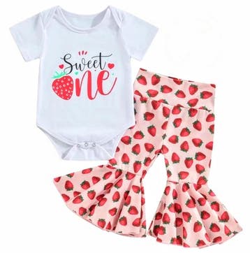 Eerste verjaardag setje koraal rood en wit Elegant Flowers, Jurkje of Rokje, Nieuw, Sweet-One, Verzenden