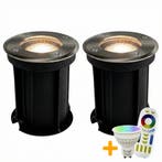 2-Stuks| LED Grondspot GU10 rond | Complete set | RGBCCT, Ophalen of Verzenden, Nieuw, Plafondspot of Wandspot, Led