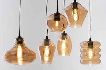 Rietveld Hanglampen - Bruin, Geel - Glas, Metaal, Verzenden, Nieuw