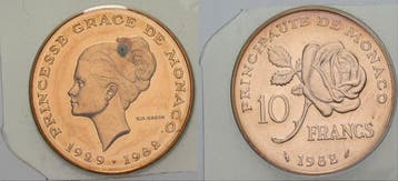 10 Francs 1982 Monaco Rainier Iii, 1949-2005, Verzenden