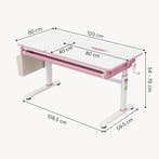 Kinderbureau Kuosa verstelbaar 54-76x120x60 cm roze en wit [, Verzenden, Nieuw