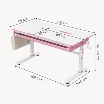 Kinderbureau Kuosa verstelbaar 54-76x120x60 cm roze en wit [, Huis en Inrichting, Bureaus, Verzenden, Nieuw