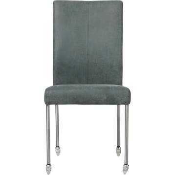 Leren eetkamerstoel Comfort met wieltjes - Kenia Denim, Blauw, Nieuw, Leer, Ophalen of Verzenden