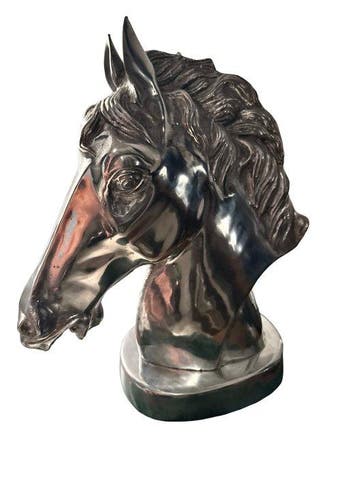 Beeld, Paardenhoofd - 20 kg - 50 cm - Metaal, Verzilverd -, Antiek en Kunst