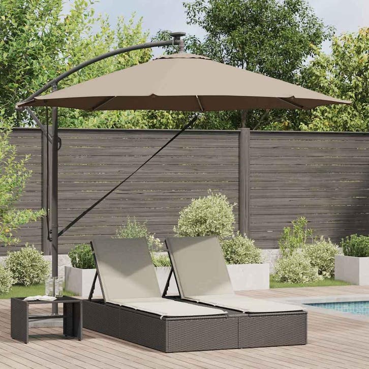 vidaXL Parasol Taupe 294 x 294 x 248 cm Polyester en, Tuin en Terras, Parasols, Nieuw, 2 tot 3 meter, Verzenden