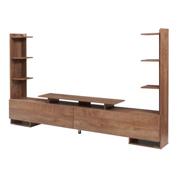Tv-meubel Rauki met zijrekken walnootkleurig 233x31x140 cm [, Verzenden, Nieuw