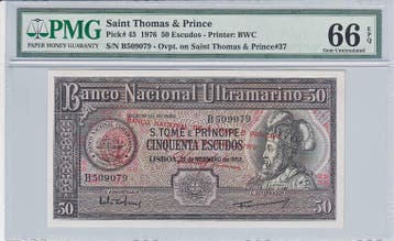 1976 Saint Thomas Prince 50 Escudos Pick 45a Pmg Gem Unc..., Verzenden