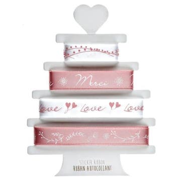 4 rollen zelfklevend lint wit met blush rosé goud nu 2,95!, Hobby en Vrije tijd, Naaien en Fournituren, Verzenden, Nieuw, Lint, Band of Elastiek