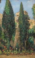 Scuola Italiana (XX), firmato Cav. P. Trigilia - Paesaggio, Antiek en Kunst