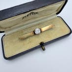 Broche - 14 karaat Geel goud - 1.10ct. tw. Diamant, Sieraden, Tassen en Uiterlijk, Antieke sieraden