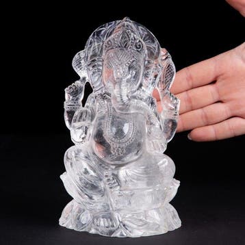 Beeld, Lord Ganesh - Himalaya Quartz - Extra Clear Quartz -