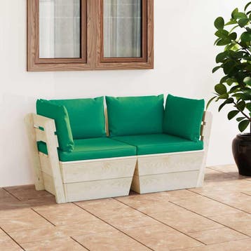 vidaXL Tuinbank 2-zits met kussens pallet vurenhout, Verzenden, Nieuw, Hout
