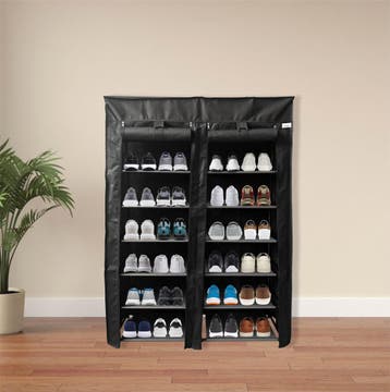 Schoenenrek | Schoenenkast | Kledingkast | 90x28x126 | Zwart, Verzenden, Nieuw