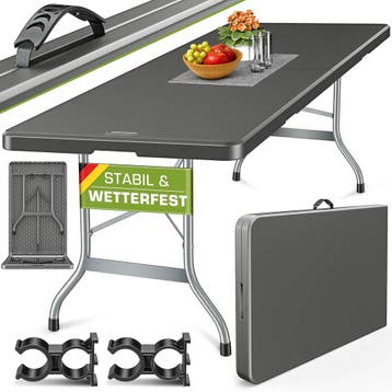 Inklapbare tafel - Klaptafel - Vouwtafel - 220x70 cm - Grijs, Caravans en Kamperen, Verzenden, Zo goed als nieuw