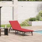 Ligstoel met kussen bruin polyrotan, Tuin en Terras, Tuinstoelen, Verzenden, Nieuw