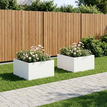vidaXL Plantenbak 2 st Wit 100 x 100 x 40 cm Koudgewalst, 100 cm of meer, Verzenden, Nieuw, Metaal