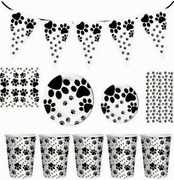 Black and White Dogs party set XL 86 delig, Dieren en Toebehoren, Verzenden, Nieuw