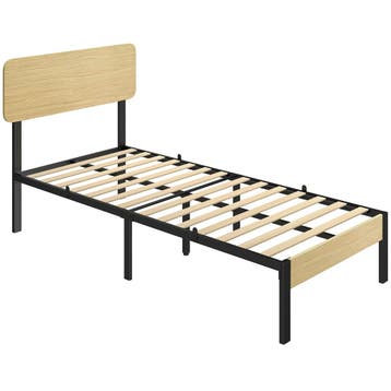 Bedframe 90 X 200 Cm Met Hoofdeinde, Platformbed, Eenpersoon, Huis en Inrichting, Verzenden, Nieuw