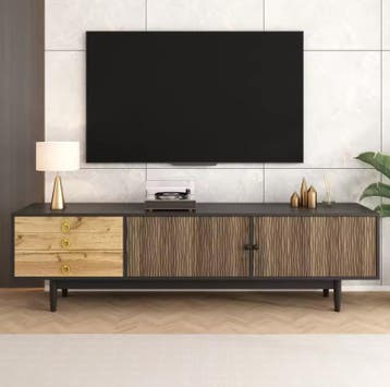 TV-Meubel 180 cm – Lowboard met Golfdeuren en 3 Lades, Verzenden, Nieuw