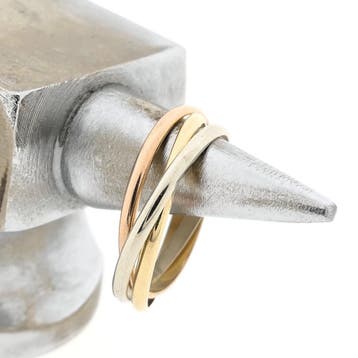Tricolor gouden trinity ring, Sieraden, Tassen en Uiterlijk, Ringen, 18 tot 19, Gebruikt, Ophalen of Verzenden, Dame