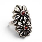 Zonder minimumprijs - Ring Zilver - granaat - Brutalistisch, Nieuw